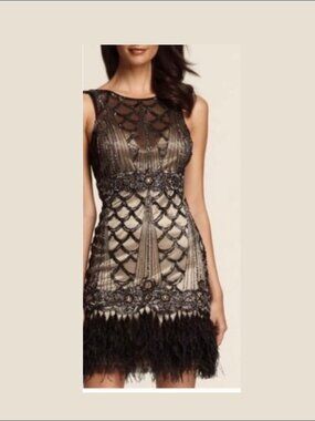 Brand New Art Deco-style "Gatsby" beaded and sequined cocktail dress 2X